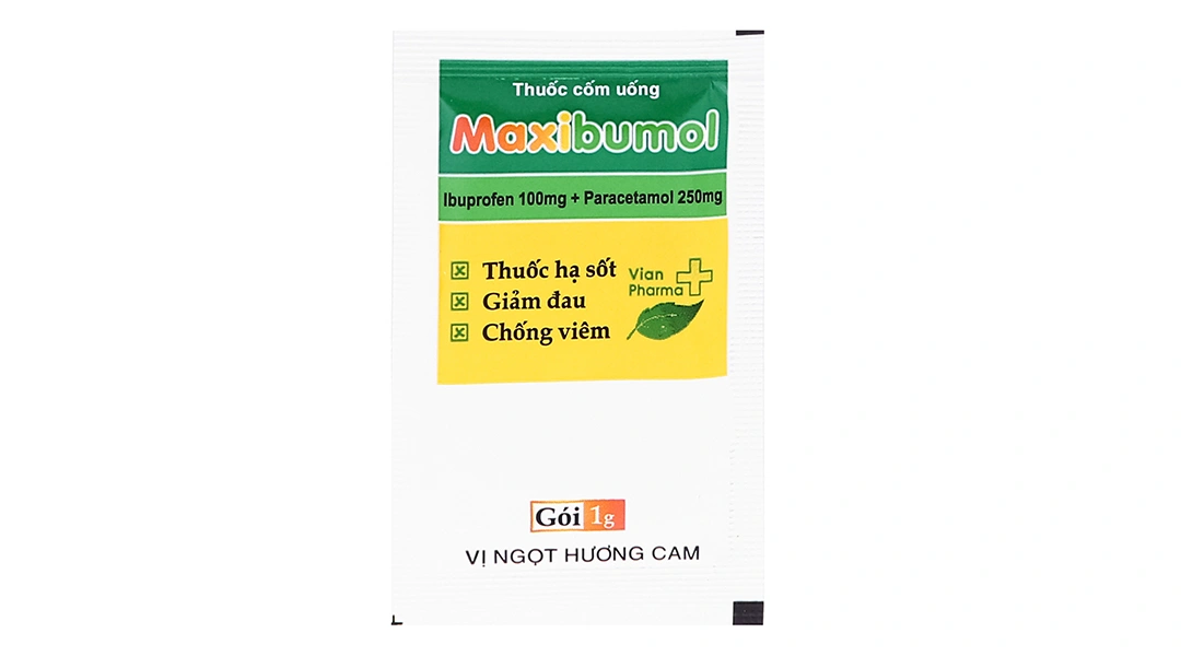 Thuốc cốm Maxibumol 100mg/250mg giảm đau, hạ sốt, kháng viêm (12 gói x 1g) - 6