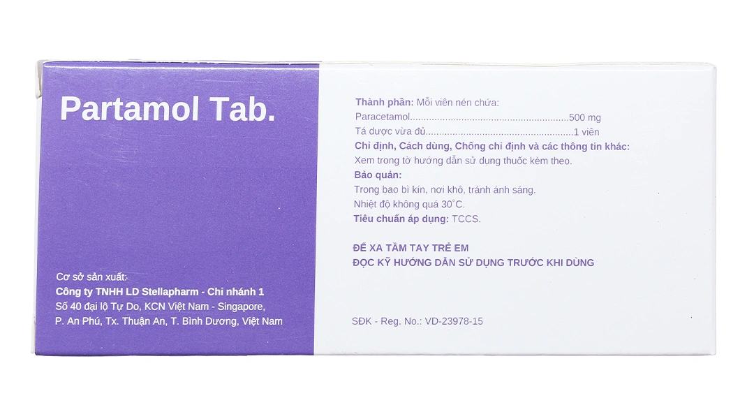 Partamol Tab. 500mg Stella trị các triệu chứng đau từ nhẹ đến vừa (10 vỉ x 10 viên) - 2