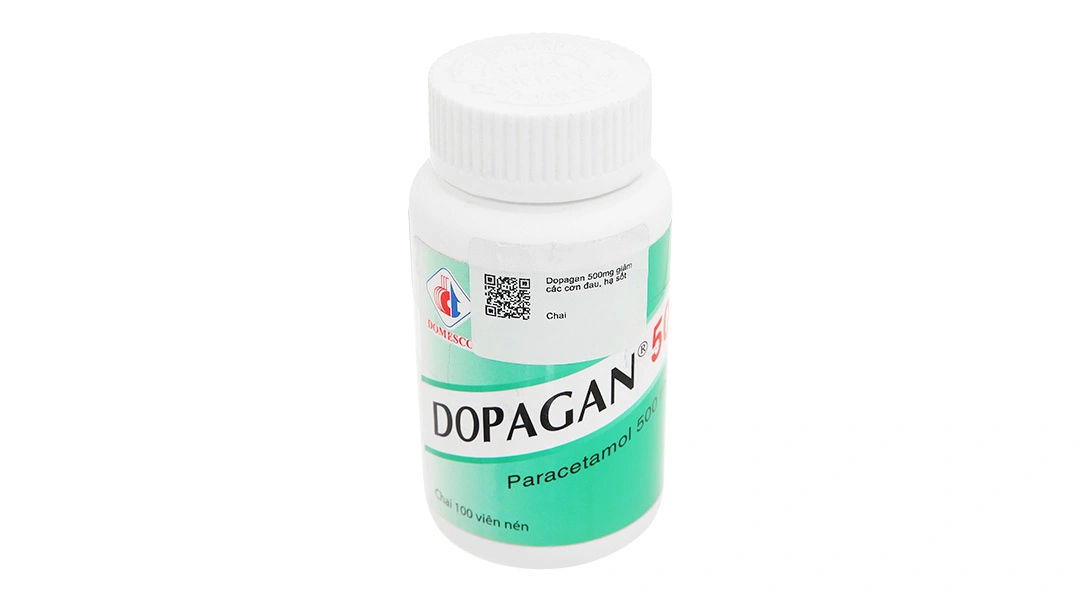 Dopagan 500mg giảm đau, hạ sốt từ nhẹ đến vừa lọ 100 viên - 