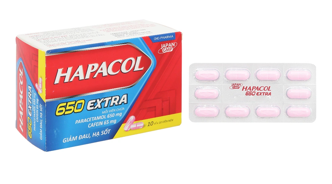 Hapacol 650 Extra giảm đau, hạ sốt (10 vỉ x 10 viên) - 