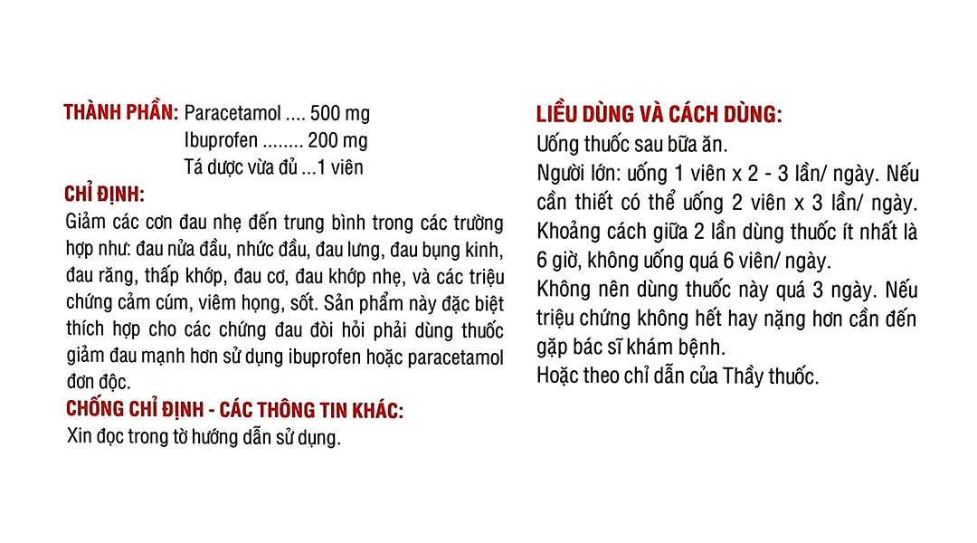 Hapacol Pain giảm đau, hạ sốt từ nhẹ đến trung bình (10 vỉ x 10 viên) - 5