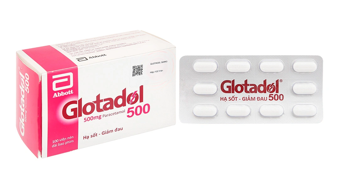 Glotadol 500 hạ sốt, giảm các cơn đau từ nhẹ đến vừa (10 vỉ x 10 viên) - 