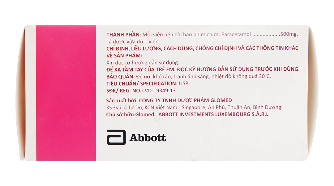 Glotadol 500 hạ sốt, giảm các cơn đau từ nhẹ đến vừa (10 vỉ x 10 viên) - 4