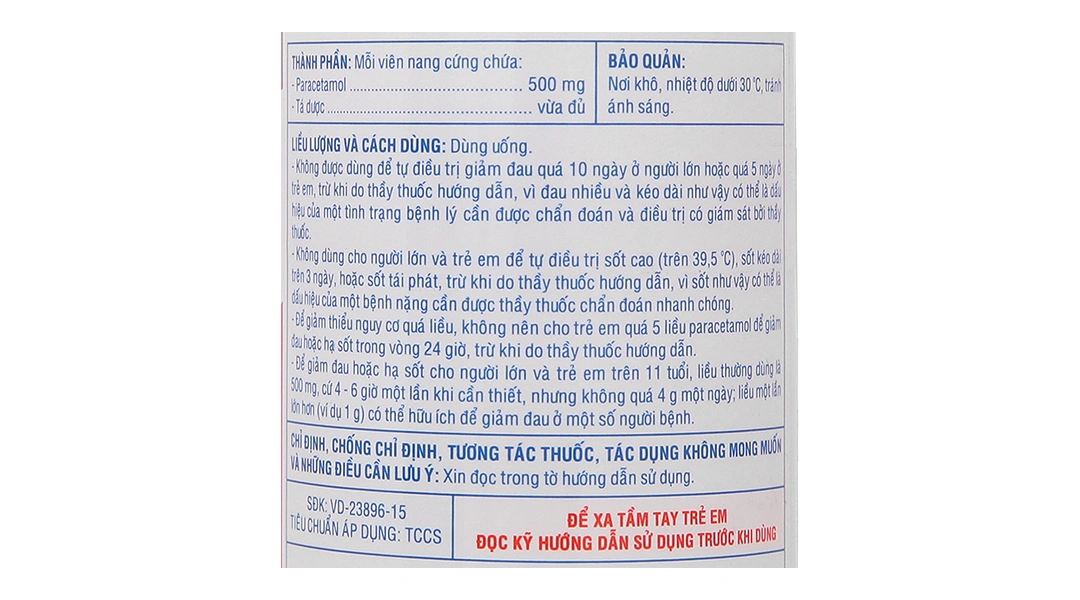 Dopagan 500mg giảm đau, hạ sốt chai 100 viên - 3