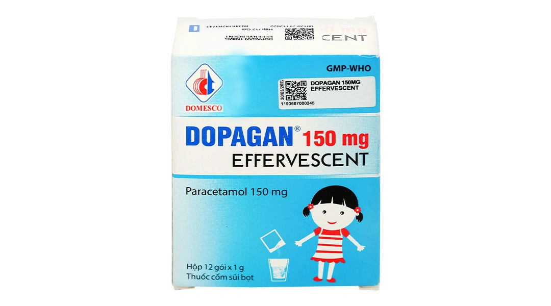 Thuốc cốm Dopagan 150mg Effervescent giảm đau, hạ sốt (12 gói x 1g) - 1