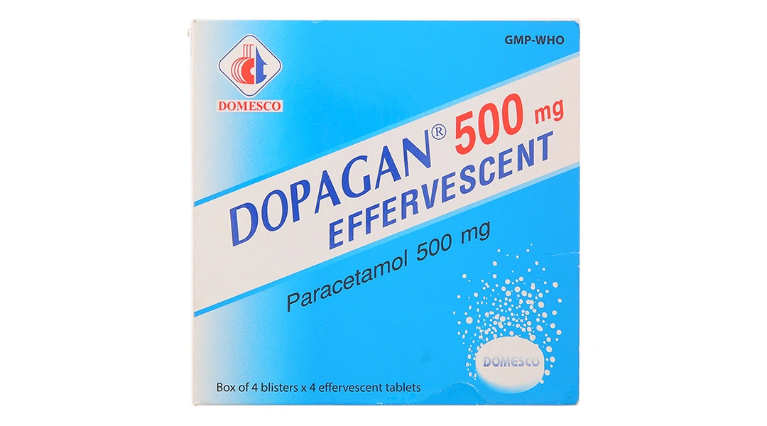 Viên sủi Dopagan 500mg Effervescent giảm đau, hạ sốt từ nhẹ đến vừa (4 vỉ x 4 viên) - 1