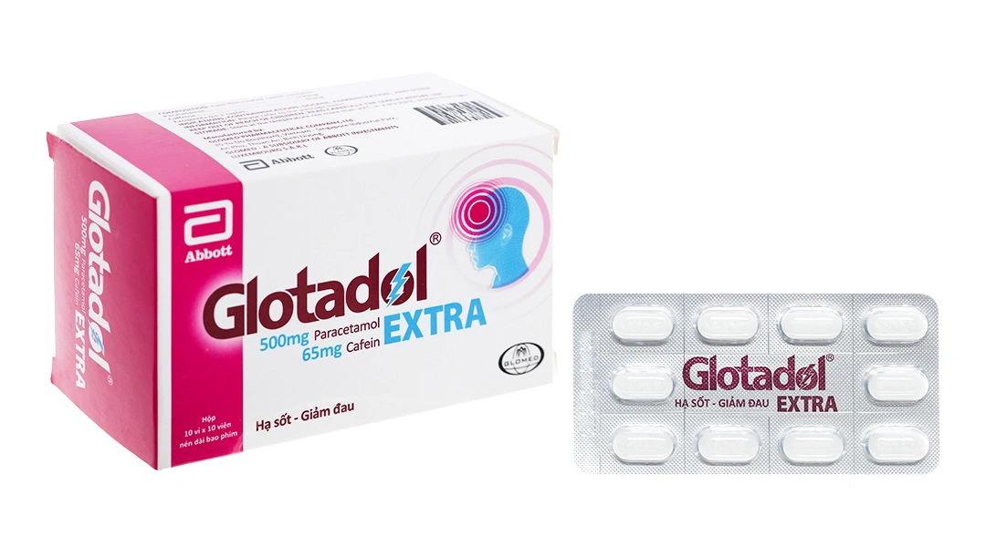 Glotadol Extra giảm các cơn đau nặng, hạ sốt (10 vỉ x 10 viên) - 