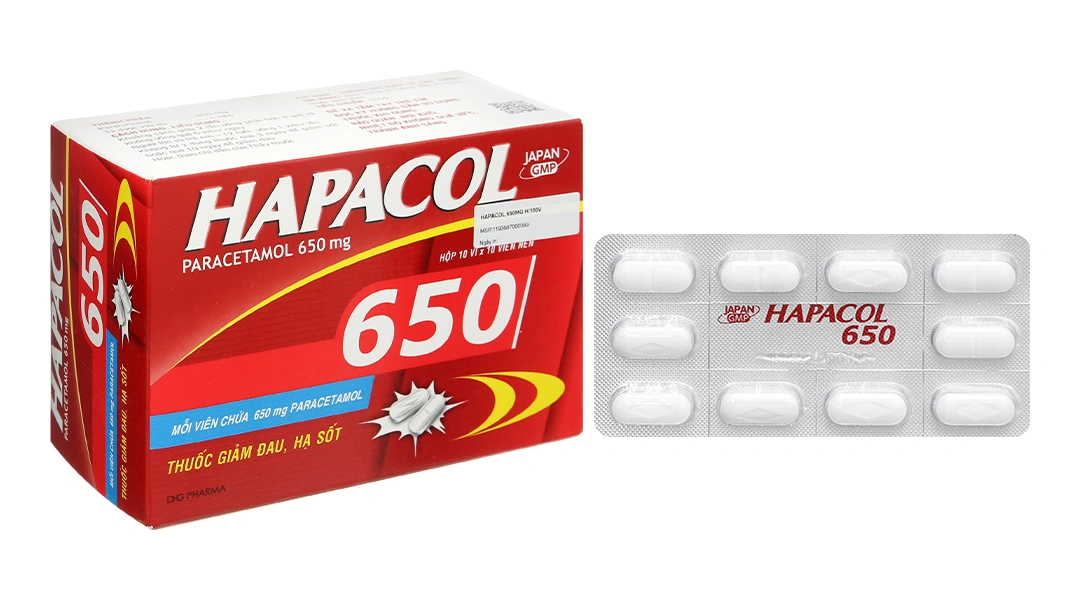 Hapacol 650 giảm đau, hạ sốt (10 vỉ x 10 viên) - 