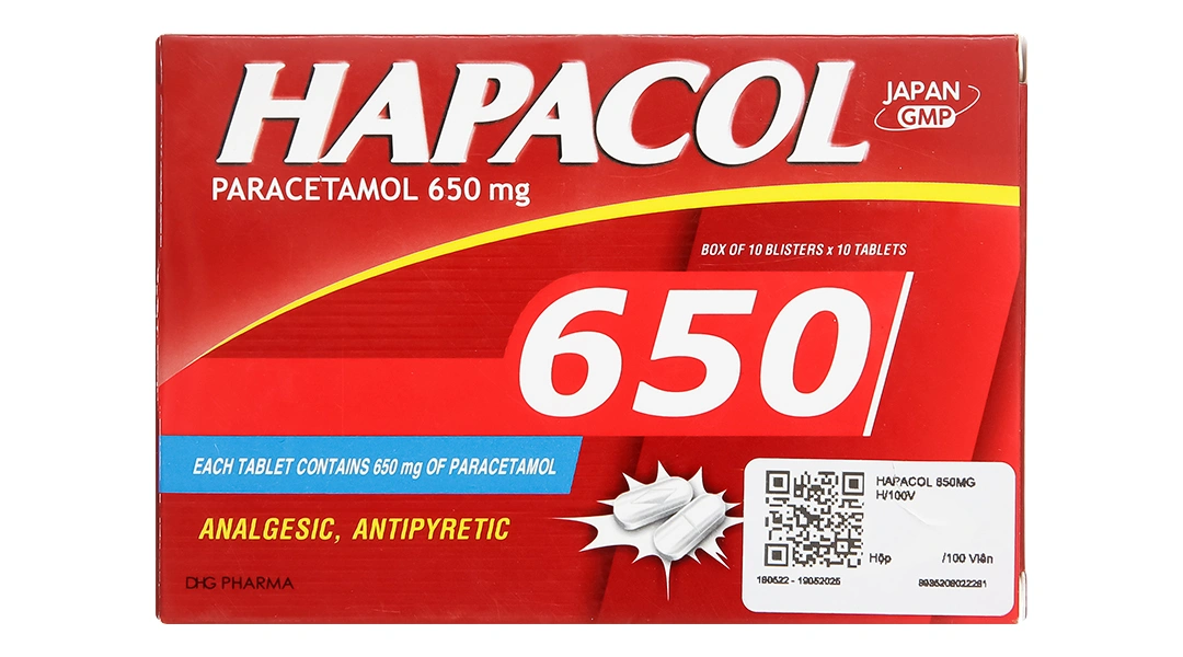 Hapacol 650 giảm đau, hạ sốt (10 vỉ x 10 viên) - 1