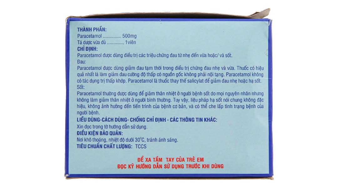 Paracetamol 500 Medipharco trị các triệu chứng đau từ nhẹ đến vừa (50 vỉ x 10 viên) - 3