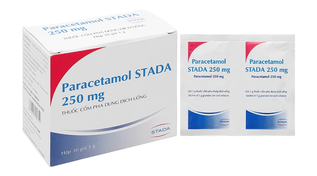 Cốm pha dung dịch Paracetamol Stada 250mg giảm đau, hạ sốt (30 gói x 1g) - 
