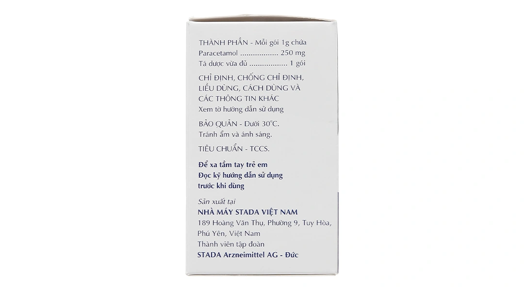 Cốm pha dung dịch Paracetamol Stada 250mg giảm đau, hạ sốt (30 gói x 1g) - 2