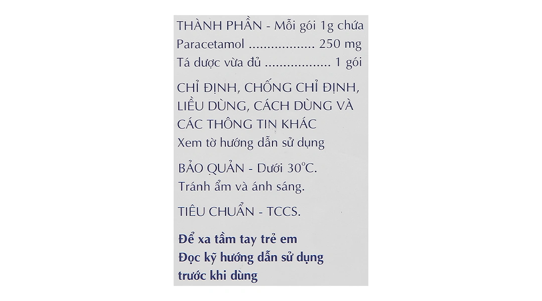 Cốm pha dung dịch Paracetamol Stada 250mg giảm đau, hạ sốt (30 gói x 1g) - 4
