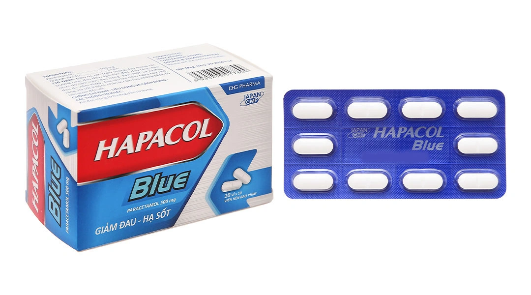 Hapacol Blue 500mg giảm đau, hạ sốt (10 vỉ x 10 viên) - 
