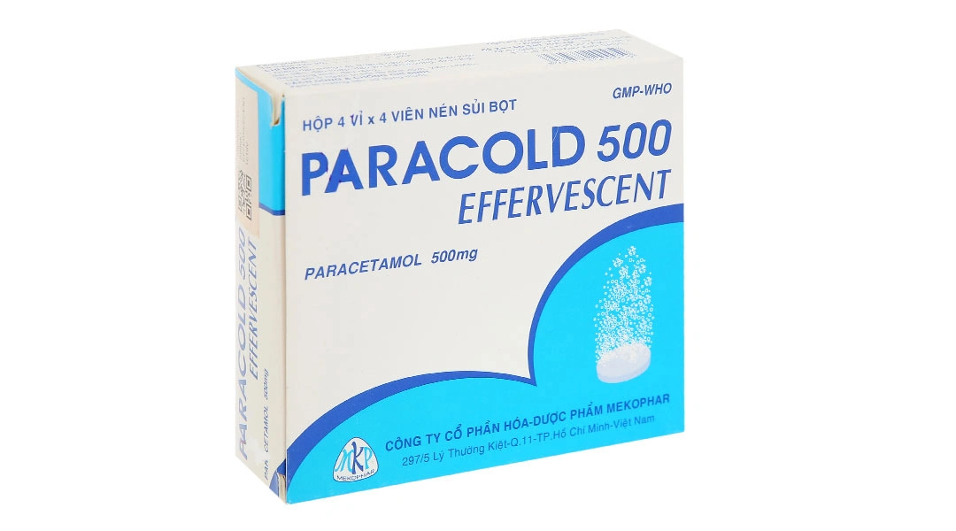 Viên sủi Paracold 500 Effervescent giảm đau, hạ sốt (4 vỉ x 4 viên) - 