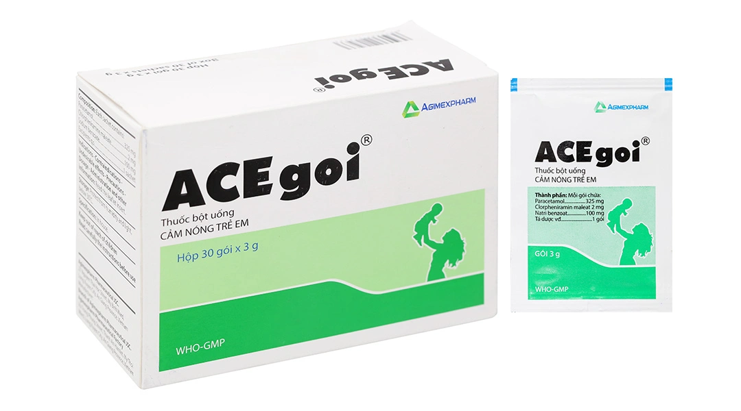 Thuốc cốm ACEgoi trị sốt, ho, sổ mũi, nhức đầu (30 gói x 3g) - 