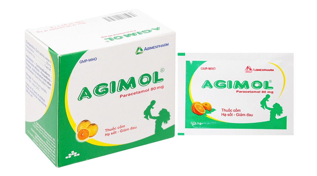 Thuốc cốm Agimol 80mg giảm đau, hạ sốt (30 gói x 1g) - 