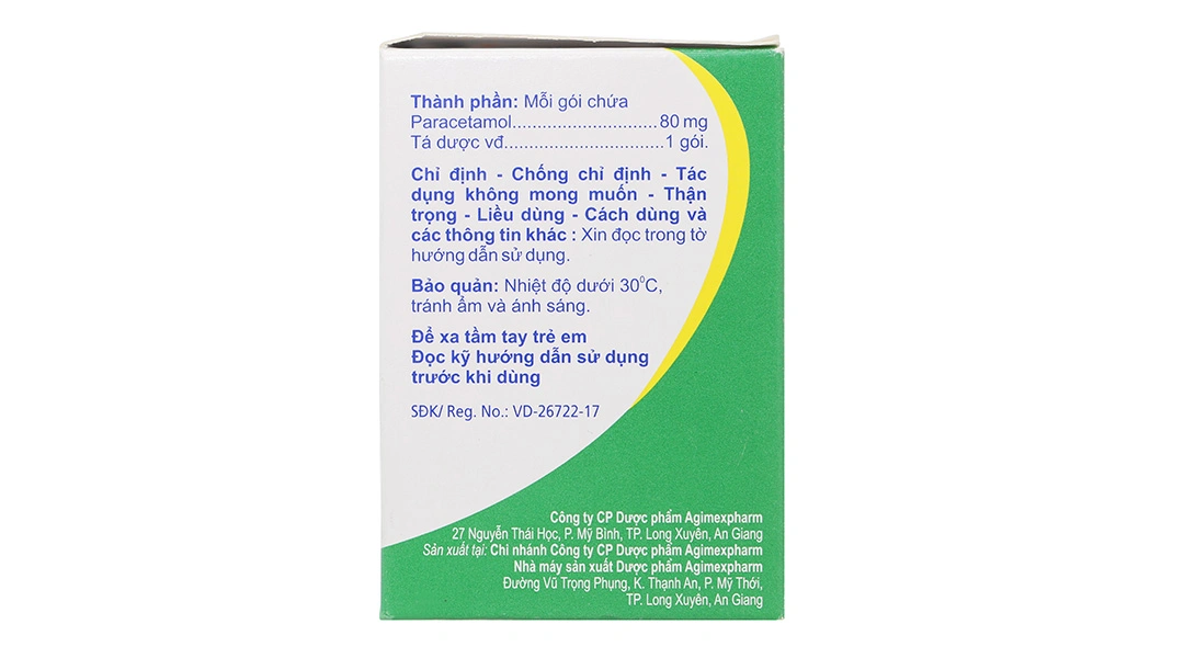 Thuốc cốm Agimol 80mg giảm đau, hạ sốt (30 gói x 1g) - 2