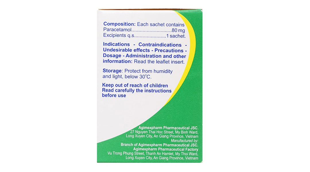 Thuốc cốm Agimol 80mg giảm đau, hạ sốt (30 gói x 1g) - 3