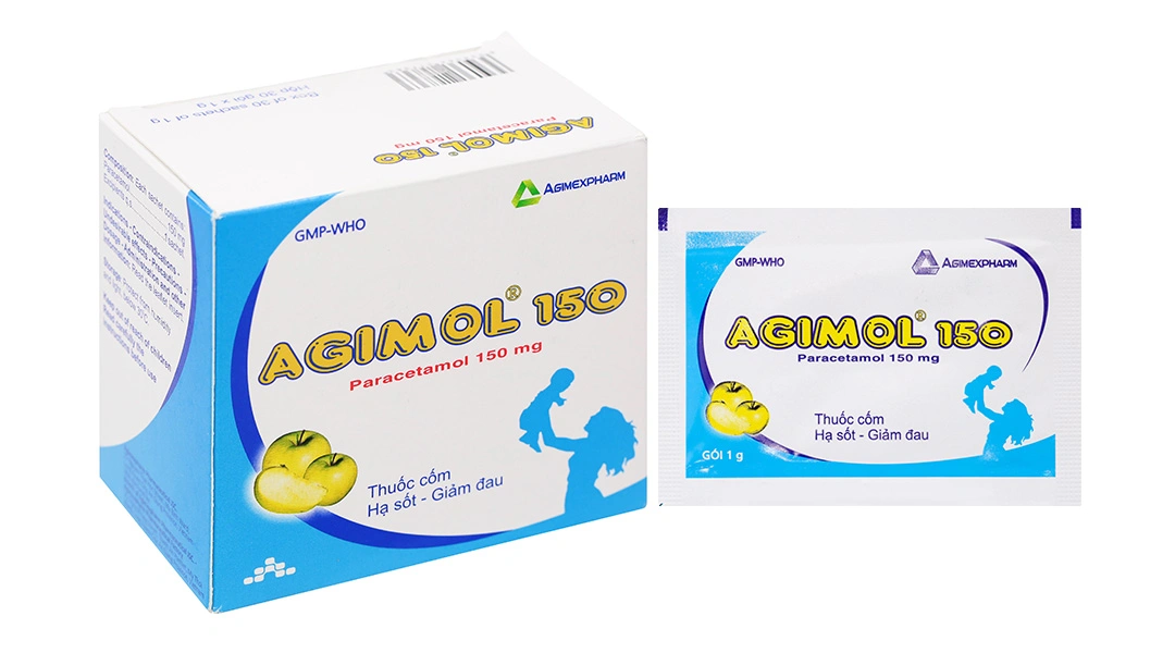 Thuốc cốm Agimol 150 giảm đau, hạ sốt (30 gói x 1g) - 