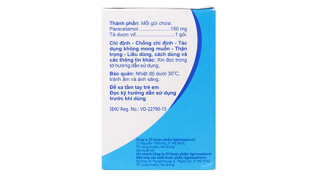 Thuốc cốm Agimol 150 giảm đau, hạ sốt (30 gói x 1g) - 2