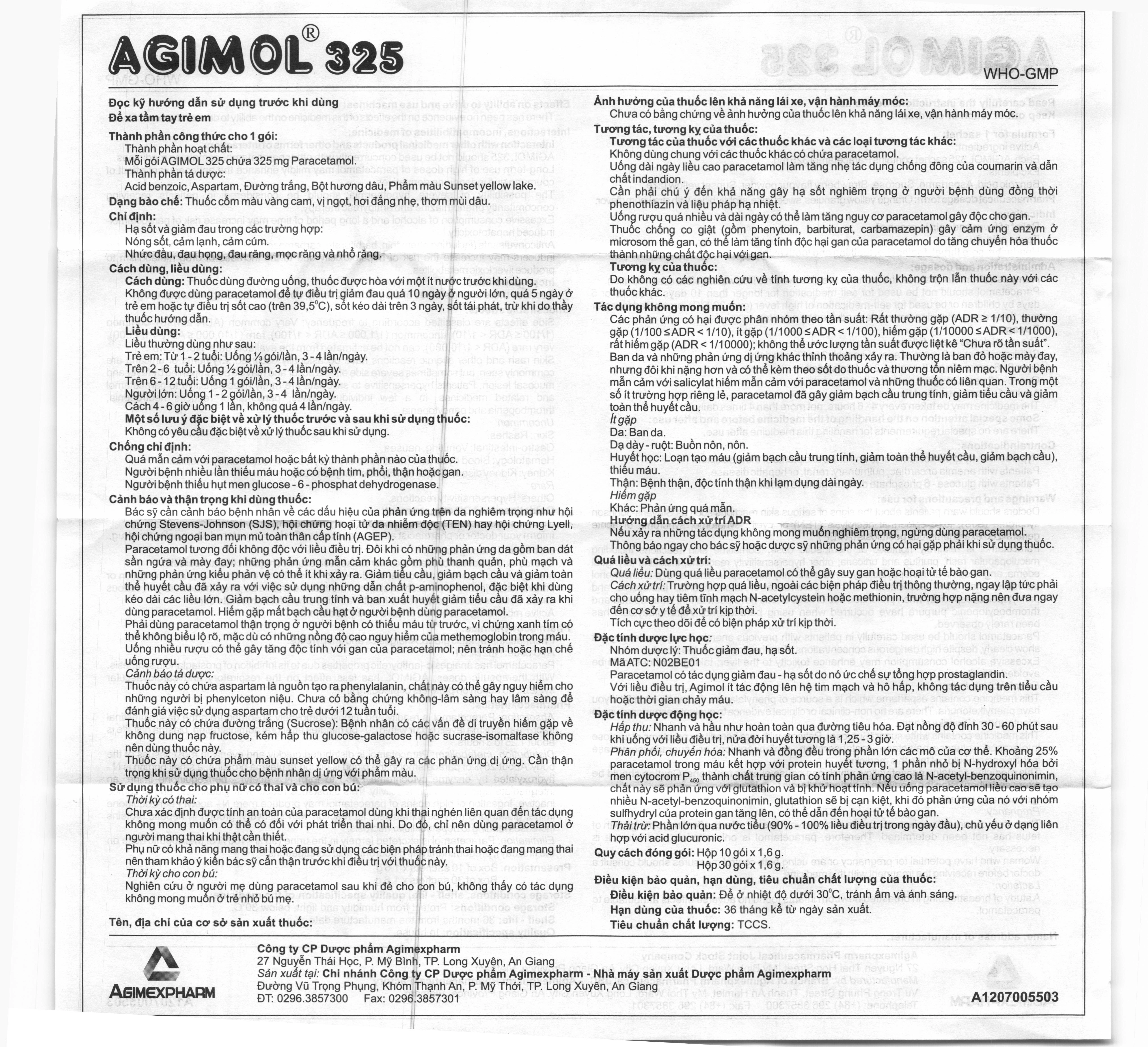 Thuốc cốm Agimol 325 giảm đau, hạ sốt (30 gói x 1.6g) - 5