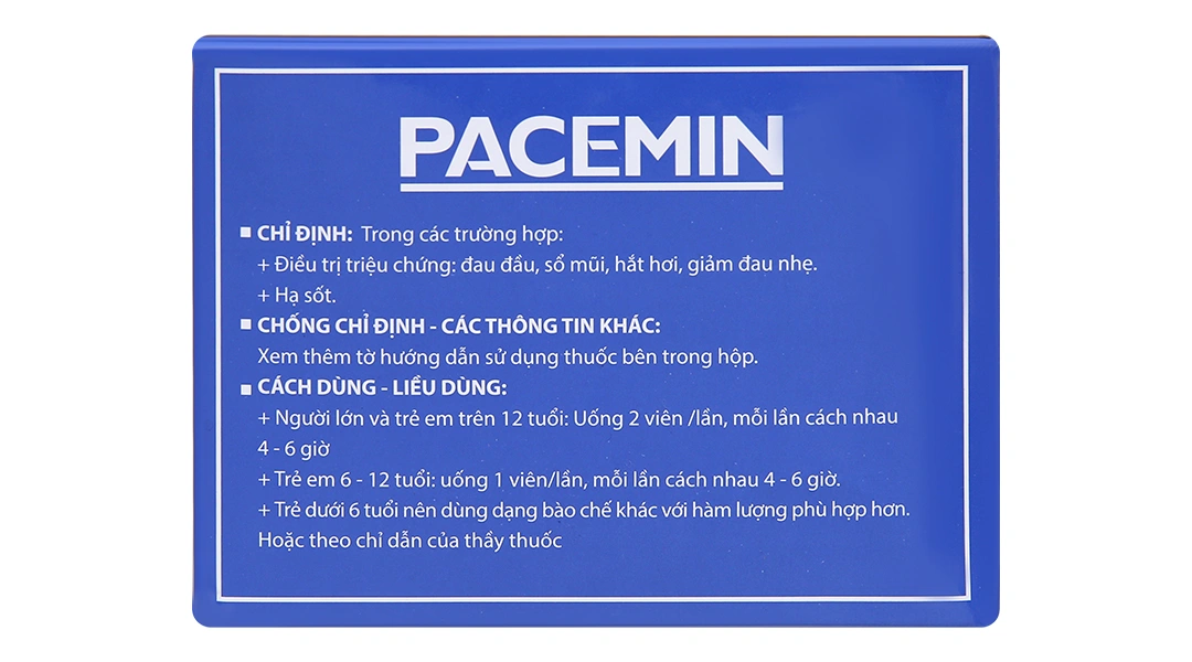 Pacemin trị triệu chứng đau đầu, sổ mũi, hạ sốt (50 vỉ x 10 viên) - 3