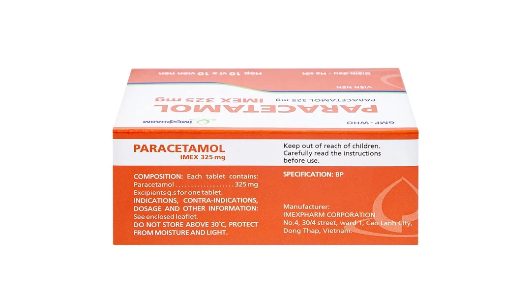 Paracetamol Imex 325mg giảm nhức đầu, nhức răng, đau nhức bắp thịt (10 vỉ x 10 viên) - 2