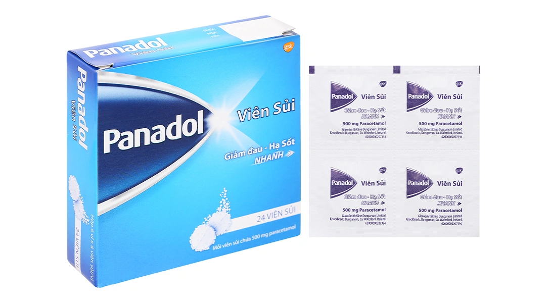Viên sủi Panadol 500mg giảm đau, hạ sốt (6 vỉ x 4 viên) - 