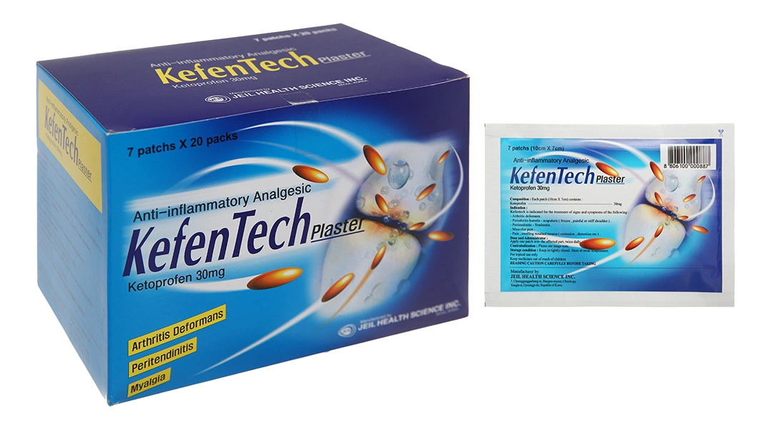 Cao dán KefenTech Plaster 30mg giảm đau, viêm khớp dạng thấp (20 gói x 7 miếng) - 