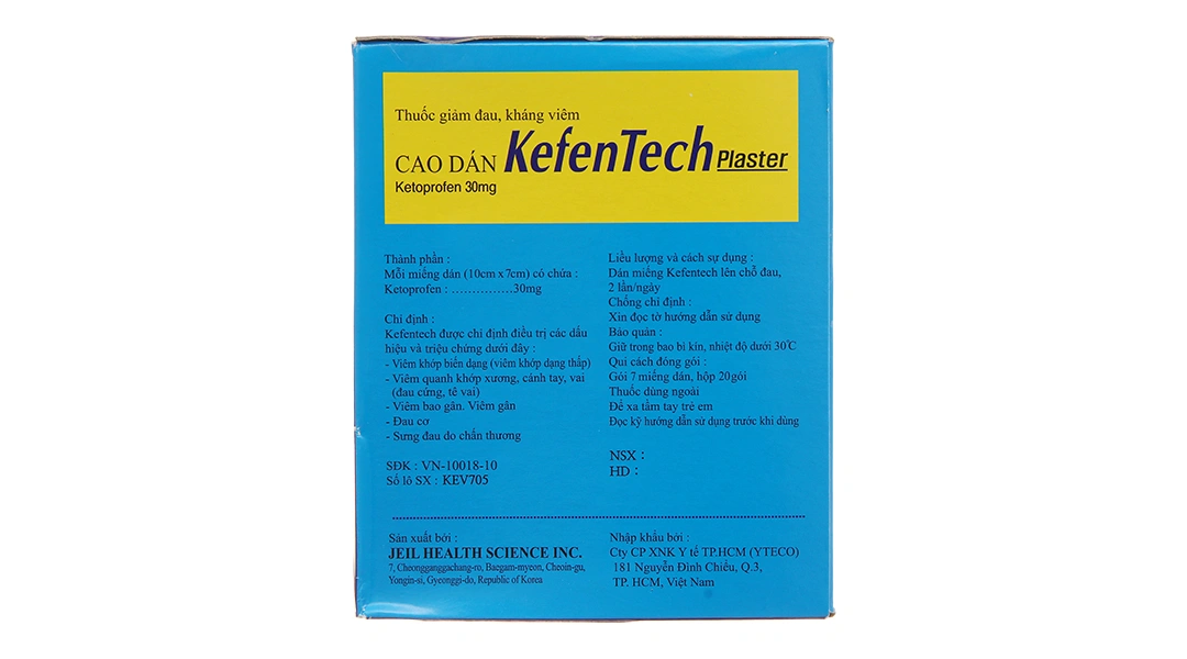 Cao dán KefenTech Plaster 30mg giảm đau, viêm khớp dạng thấp (20 gói x 7 miếng) - 2