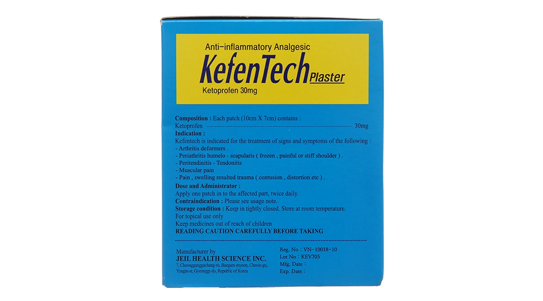 Cao dán KefenTech Plaster 30mg giảm đau, viêm khớp dạng thấp (20 gói x 7 miếng) - 3