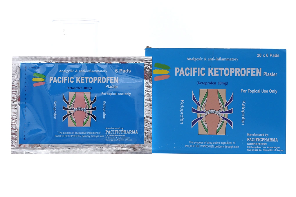 Cao dán Pacific Ketoprofen giảm đau, kháng viêm cơ xương gói 6 miếng - 