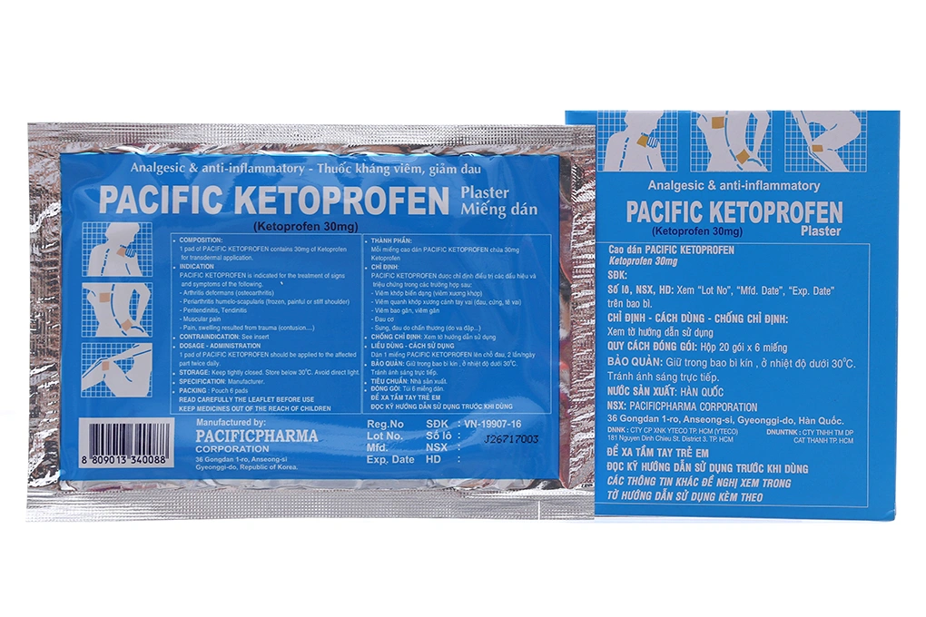 Cao dán Pacific Ketoprofen giảm đau, kháng viêm cơ xương gói 6 miếng - 1