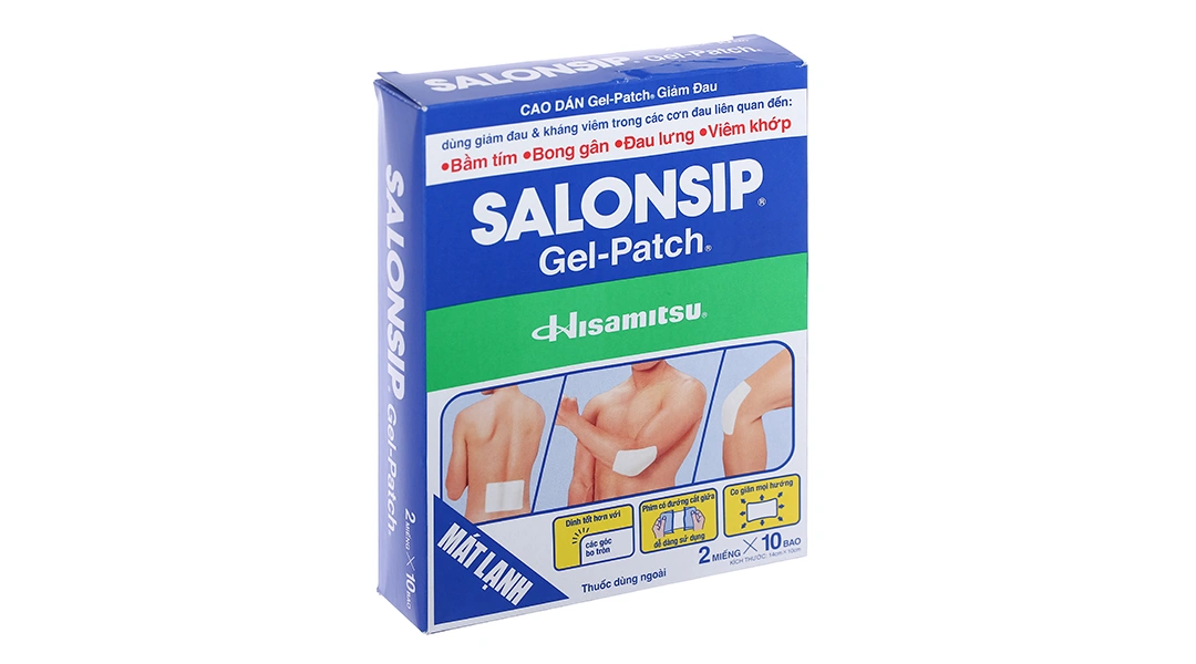 Cao dán Salonsip Gel-Patch giảm đau, kháng viêm cơ khớp (10 bao x 2 miếng) - 
