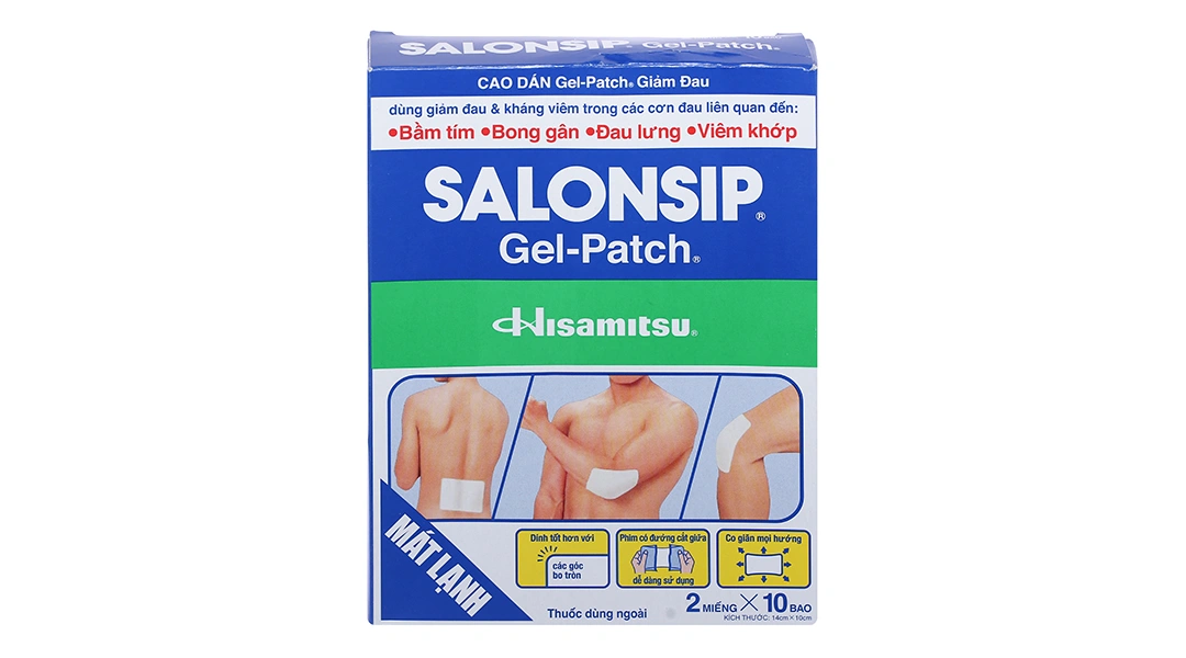 Cao dán Salonsip Gel-Patch giảm đau, kháng viêm cơ khớp (10 bao x 2 miếng) - 1