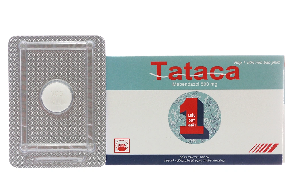 Viên nhai Tataca 500mg trị giun sán (1 vỉ x 1 viên) - 