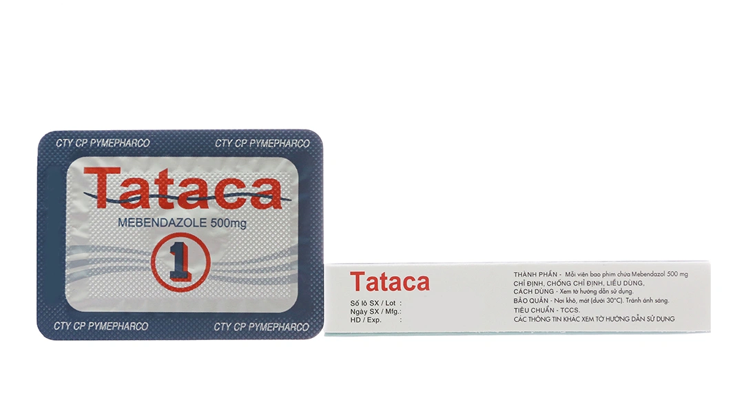 Viên nhai Tataca 500mg trị giun sán (1 vỉ x 1 viên) - 1
