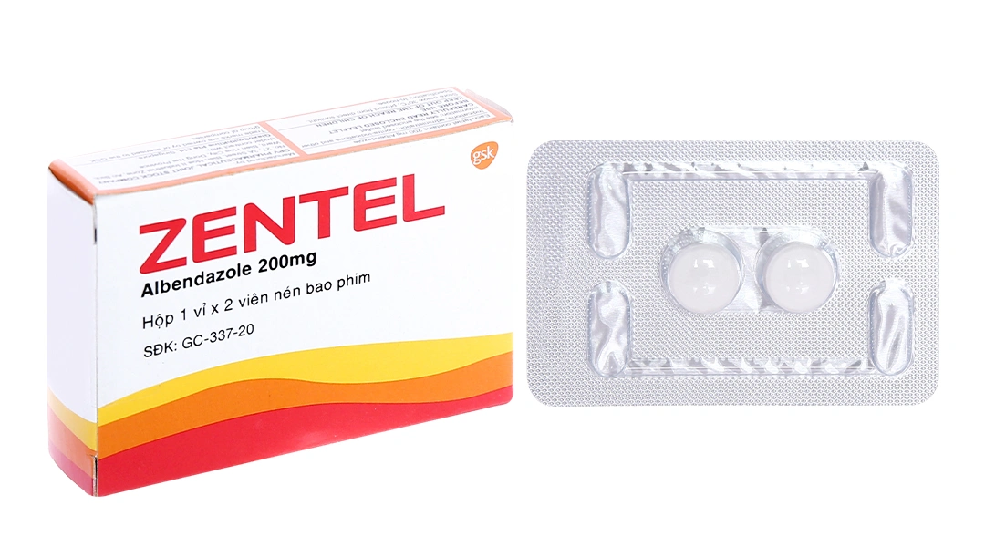 Zentel 200mg trị giun đường ruột (1 vỉ x 2 viên) - 