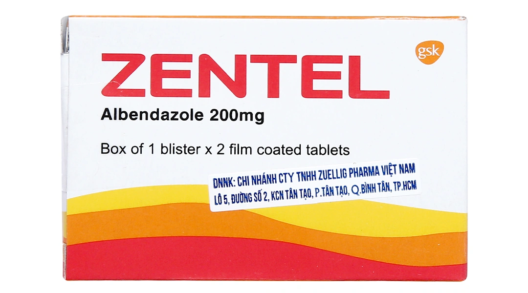 Zentel 200mg trị giun đường ruột (1 vỉ x 2 viên) - 1