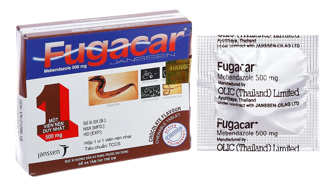 Viên nhai Fugacar vị trái cây 500mg trị giun đường tiêu hóa (1 vỉ x 1 viên) - 6