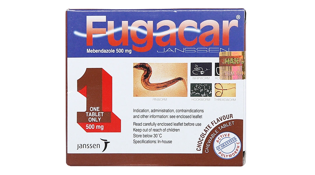 Viên nhai Fugacar vị trái cây 500mg trị giun đường tiêu hóa (1 vỉ x 1 viên) - 7
