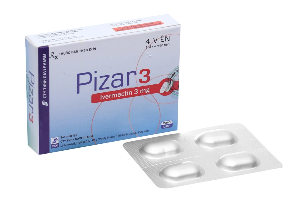 Pizar 3 trị giun sán (1 vỉ x 4 viên) - 