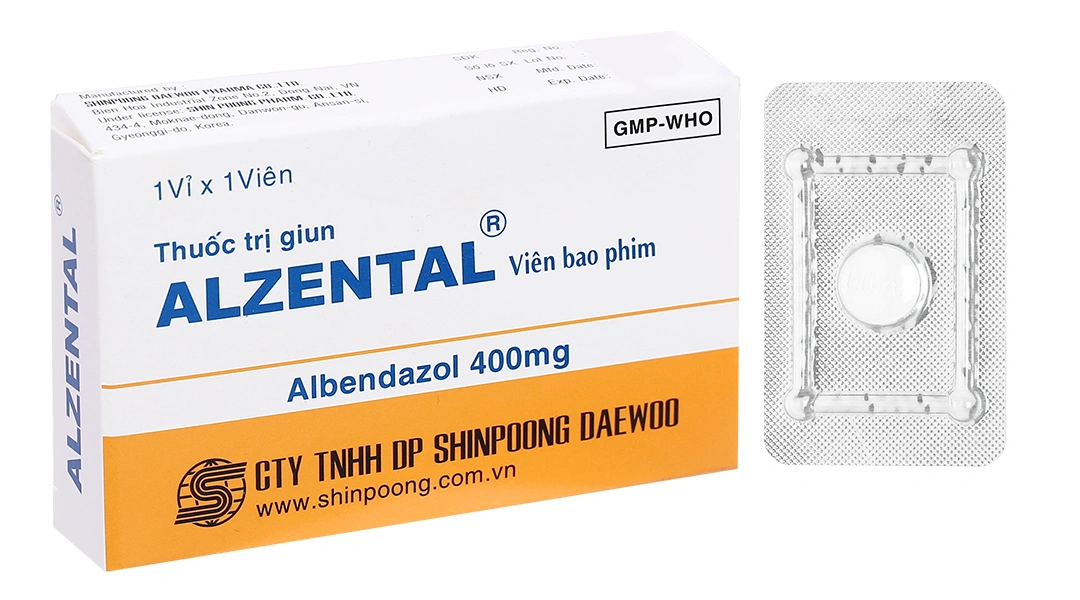 Alzental 400mg trị giun (1 vỉ x 1 viên) - 