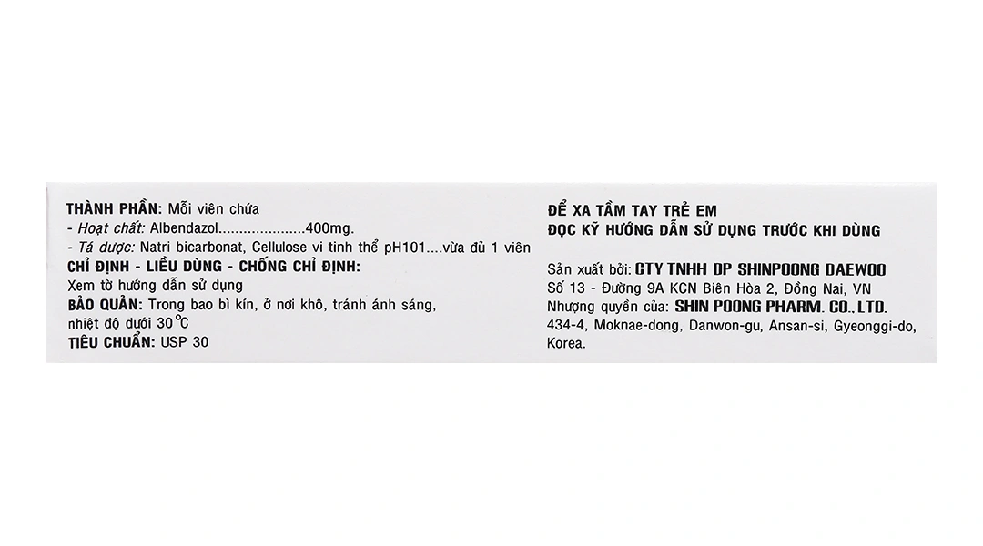 Alzental 400mg trị giun (1 vỉ x 1 viên) - 3