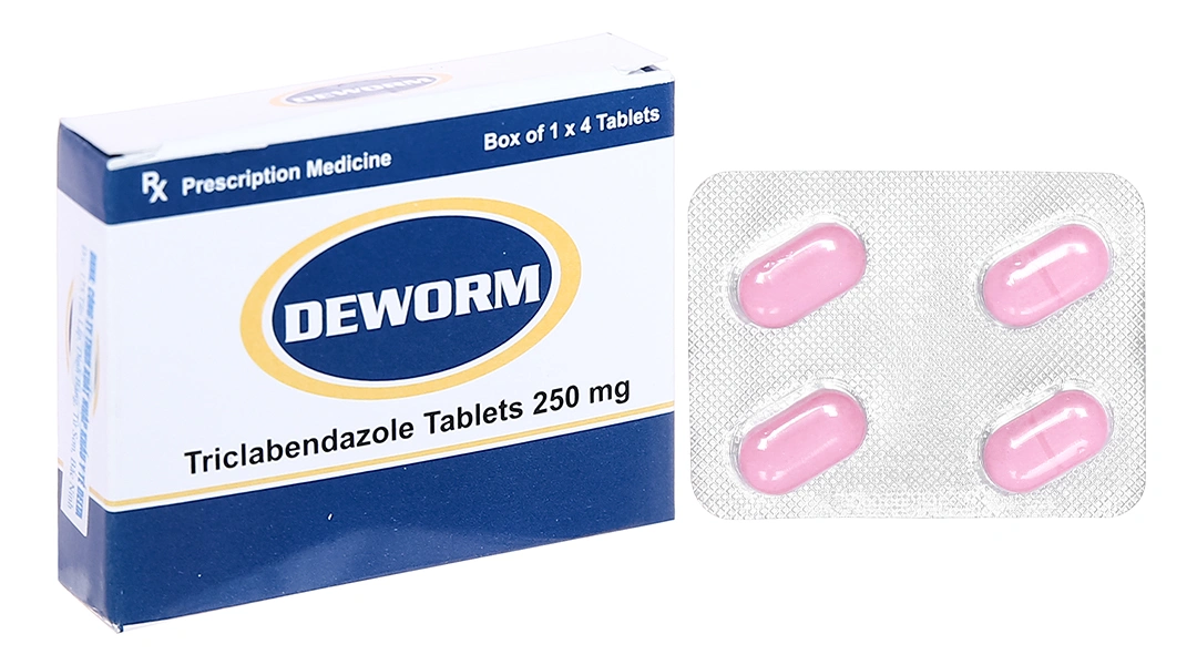 Deworm 250mg trị sán lá gan, lá phổi (1 vỉ x 4 viên) - 