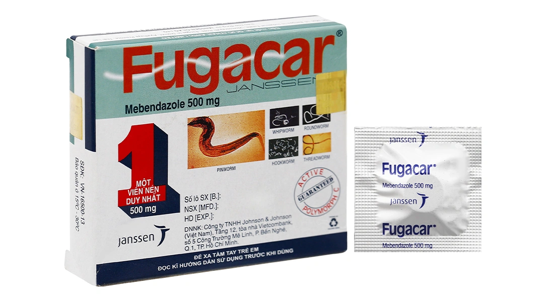 Viên nhai Fugacar 500mg trị nhiều loại giun đường ruột (1 vỉ x 1 viên) - 1