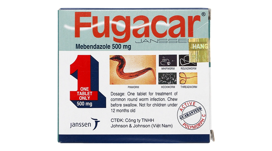 Viên nhai Fugacar 500mg trị nhiều loại giun đường ruột (1 vỉ x 1 viên) - 2
