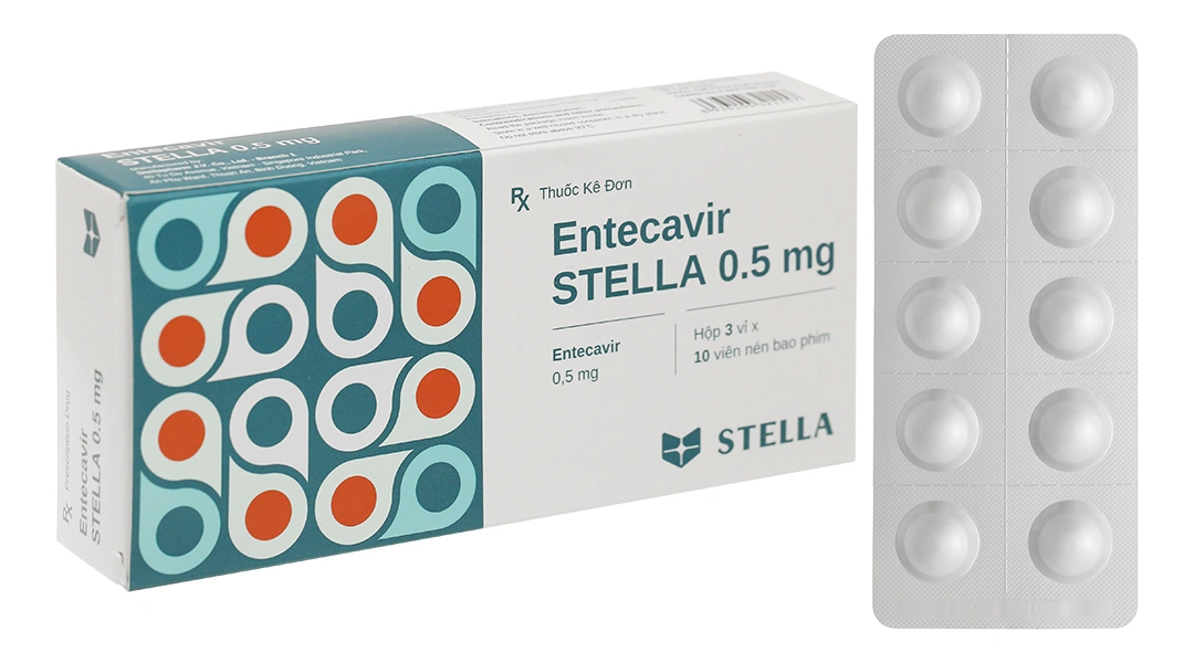 Entecavir Stella 0.5mg kháng virus, trị viêm gan B (3 vỉ x 10 viên) - 