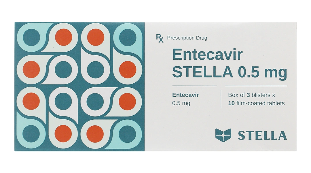 Entecavir Stella 0.5mg kháng virus, trị viêm gan B (3 vỉ x 10 viên) - 1